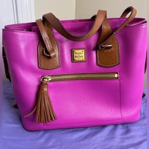 Dooney & Bourke Pink and Brown Handbag with Red Interior